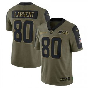 Seattle Seattle Seahawks 80 Steve Largent Olive Nike 2021 Salute To Service Limited Player Jersey Mens